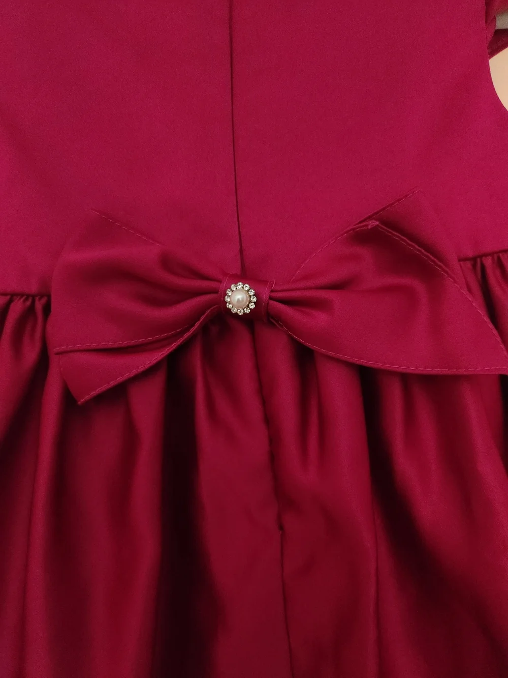 Girls Fuchsia Satin Party Dress with Jewel Neckline, S2T Girl, GUC